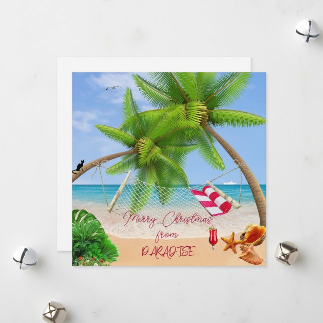 Cartes Pour Fêtes Annuelles Joyeux Noël de Paradise Holiday Card (Devant/Arrière en situation)