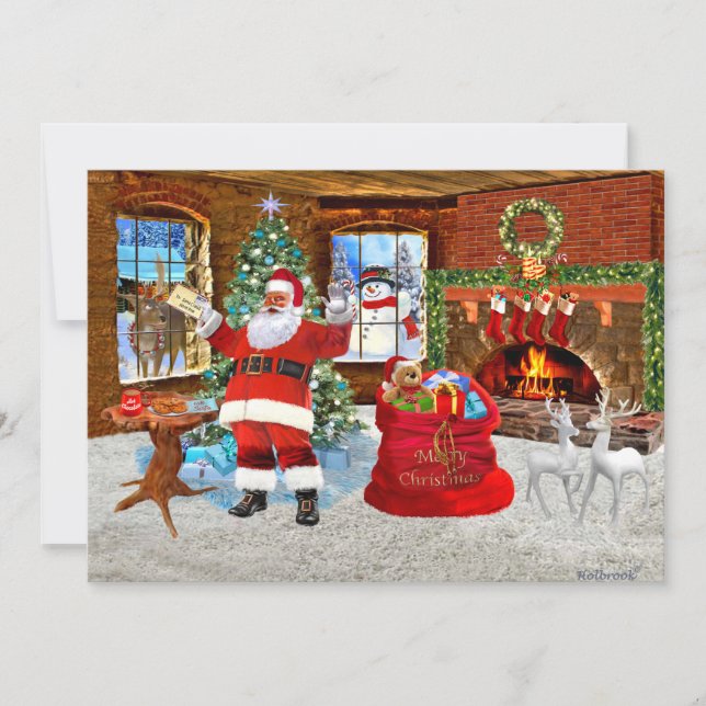 Cartes Pour Fêtes Annuelles Joyeux Noël de Père Noël (Devant)