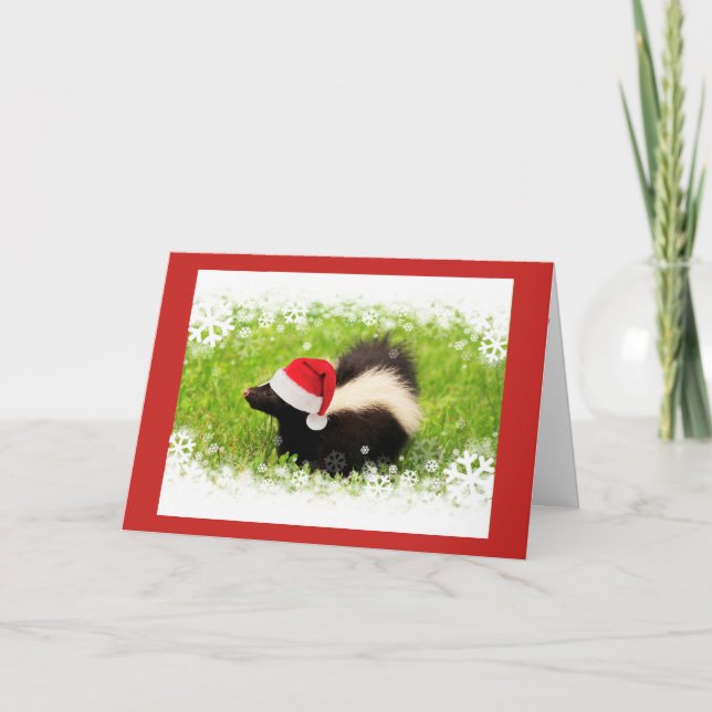 Cartes Pour Fêtes Annuelles Joyeux Noël de Père Noël Skunk (Devant)