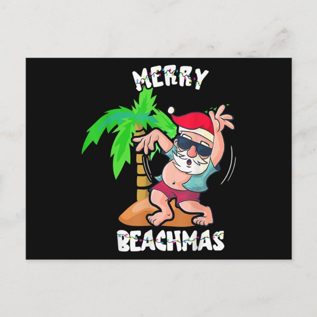 Cartes Pour Fêtes Annuelles Joyeux Noël De Plage En Juillet Funky Père Noël Xm (Devant)
