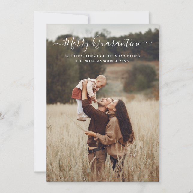 Cartes Pour Fêtes Annuelles Joyeux Noël de Quarantaine Photo de famille amusan (Devant)