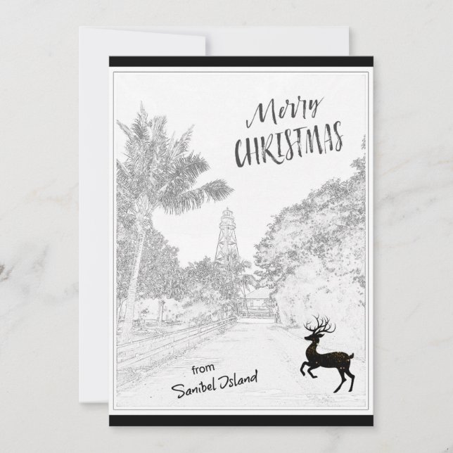 Cartes Pour Fêtes Annuelles Joyeux Noël de Sanibel Island Lighthouse FL (Devant)