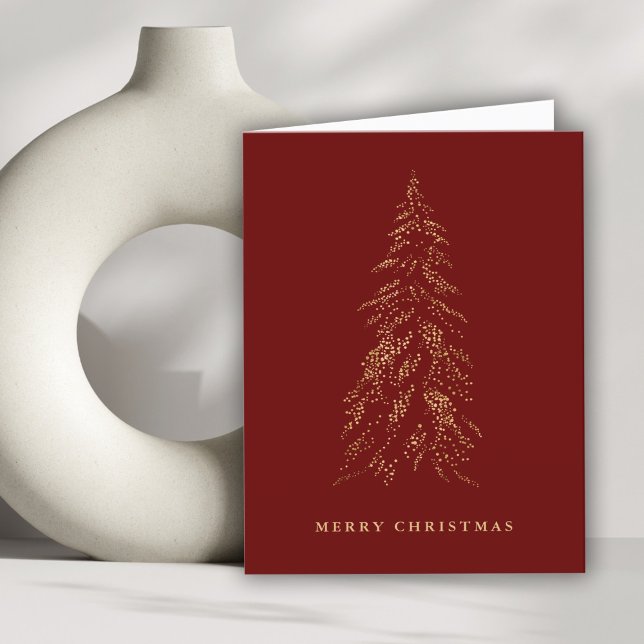 Cartes Pour Fêtes Annuelles Joyeux Noël de sapin d'or simple (Créateur téléchargé)
