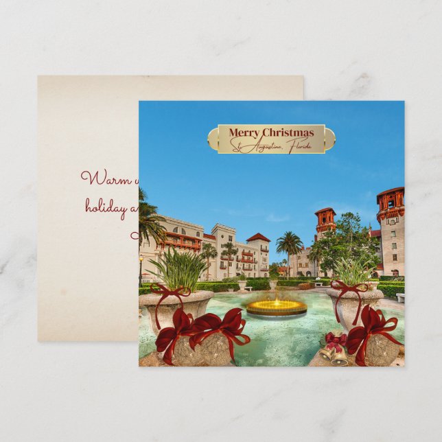 Cartes Pour Fêtes Annuelles Joyeux Noël de St Augustine Floride Élégant (Devant / Derrière)