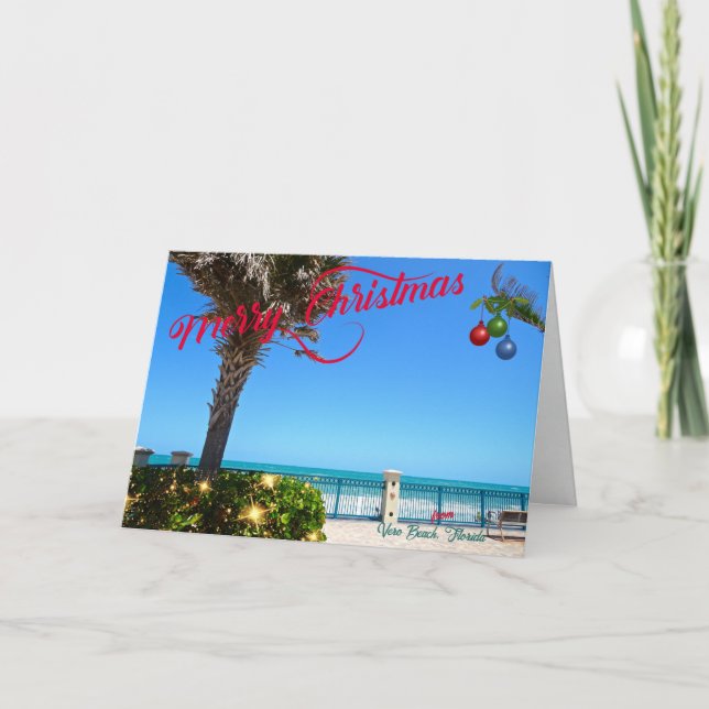 Cartes Pour Fêtes Annuelles Joyeux Noël de Vero Beach Floride Oceanfront (Devant)