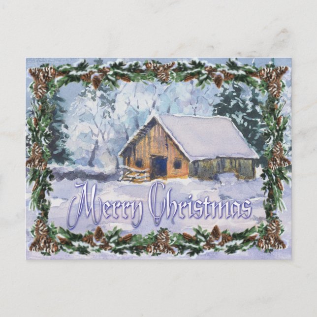 Cartes Pour Fêtes Annuelles JOYEUX NOËL de VIEILLE GRANGE d'HIVER par SHARON (Devant)