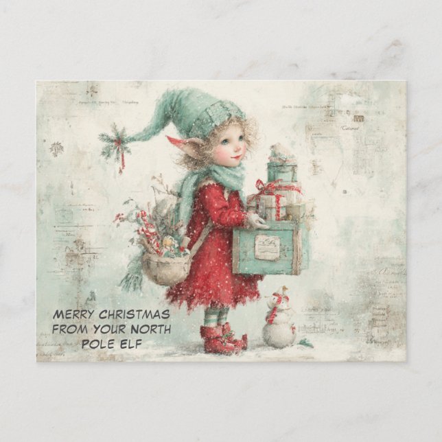 Cartes Pour Fêtes Annuelles Joyeux Noël de votre lutin du Pôle Nord | Mignon (Devant)