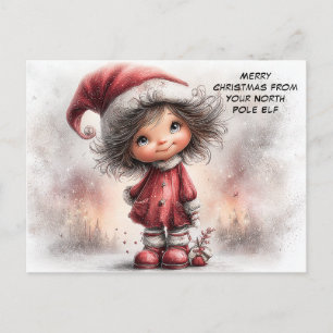 Cartes Pour Fêtes Annuelles Joyeux Noël de votre lutin du Pôle Nord   Mignon