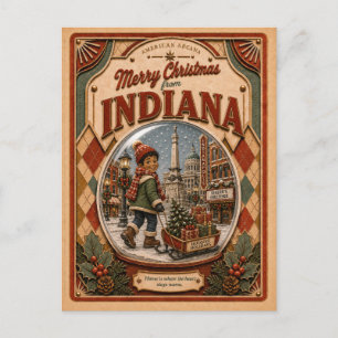 Cartes Pour Fêtes Annuelles Joyeux Noël depuis Indiana Boule à neige vintage