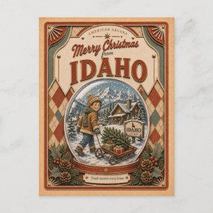 Cartes Pour Fêtes Annuelles Joyeux Noël depuis l'Idaho Vintage Boule à Neige