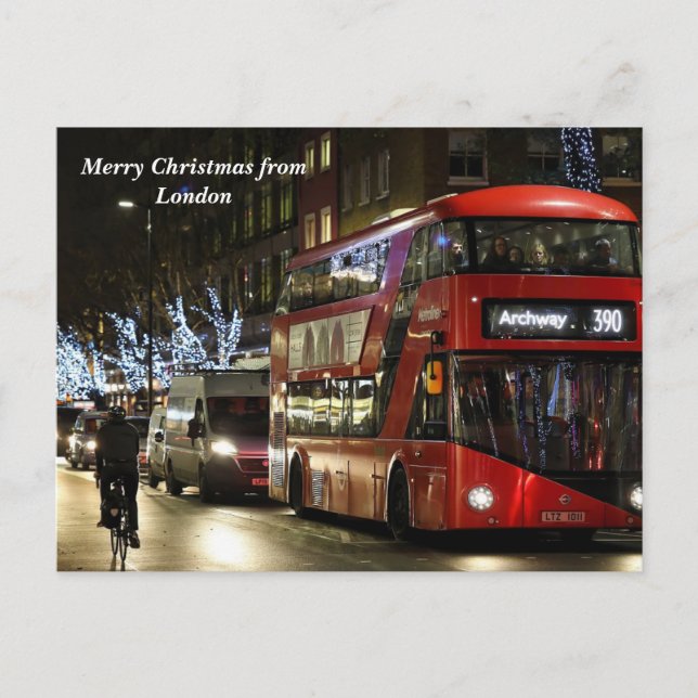 Cartes Pour Fêtes Annuelles Joyeux Noël depuis Londres (Devant)