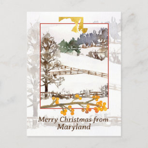 Cartes Pour Fêtes Annuelles Joyeux Noël depuis Maryland Farm Winter Trees