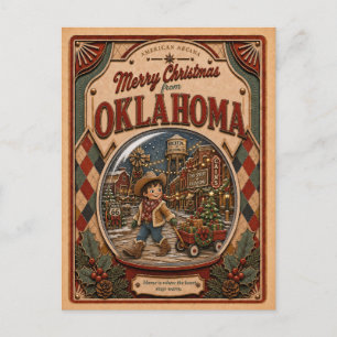 Cartes Pour Fêtes Annuelles Joyeux Noël depuis Oklahoma Boule à neige vintage