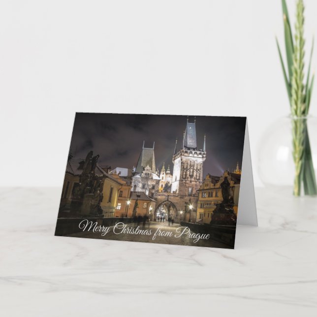 Cartes Pour Fêtes Annuelles Joyeux Noël depuis Prague Card (Devant)