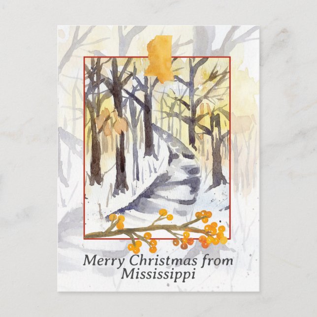 Cartes Pour Fêtes Annuelles Joyeux Noël des arbres d'hiver enneigés du Mississ (Devant)