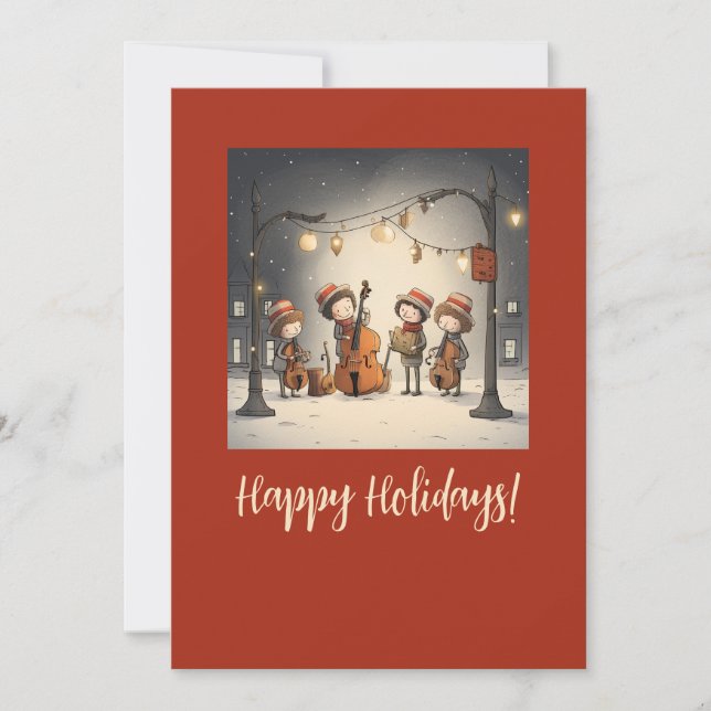 Cartes Pour Fêtes Annuelles Joyeux Noël des musiciens de rue (Devant)