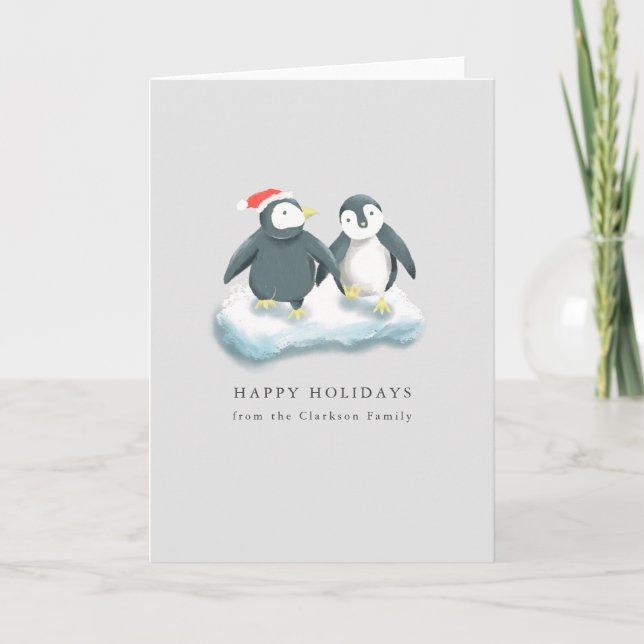 Cartes Pour Fêtes Annuelles Joyeux Noël des pingouins (Devant)