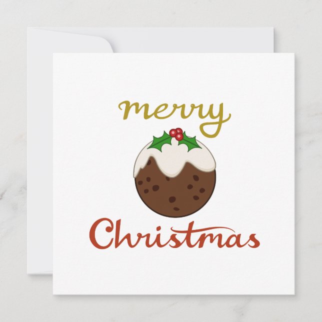 Cartes Pour Fêtes Annuelles Joyeux Noël+Dessin de Pudding (Devant)