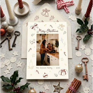 Cartes Pour Fêtes Annuelles Joyeux Noël dessiné à la main Photo ludique