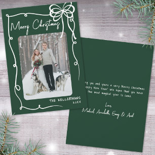 Cartes Pour Fêtes Annuelles Joyeux Noël Dessiné à la Main Vert Fantaisiste