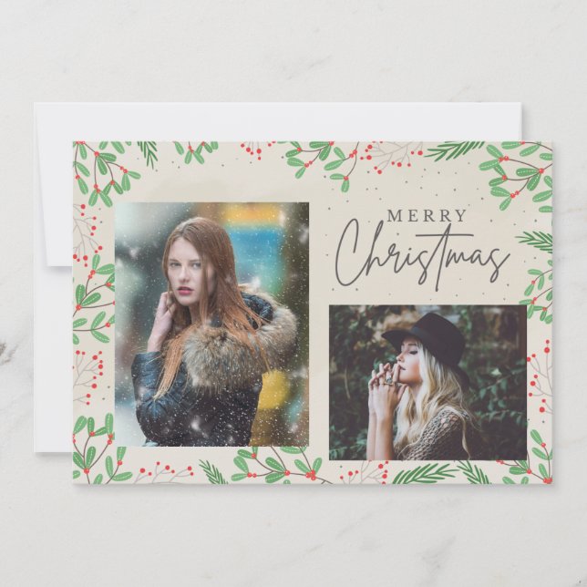 Cartes Pour Fêtes Annuelles Joyeux Noël Deux Photo (Devant)