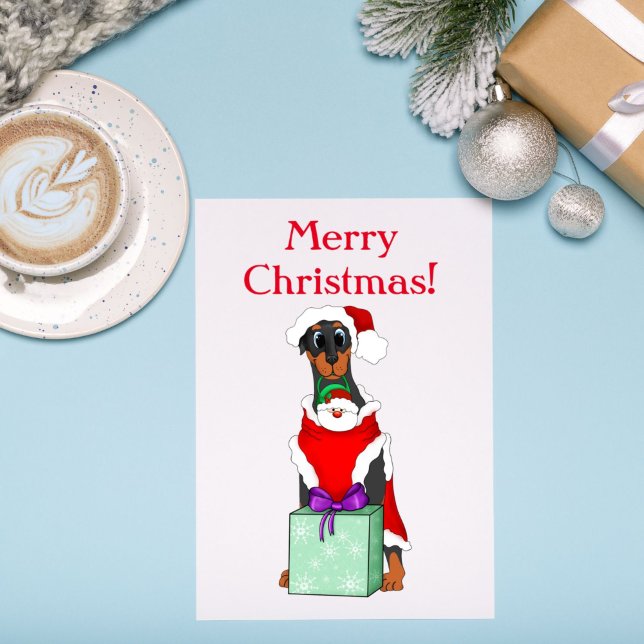 Cartes Pour Fêtes Annuelles Joyeux Noël Doberman Pinscher (Créateur téléchargé)