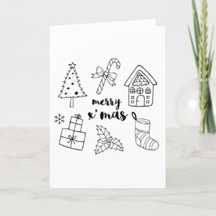 Cartes Pour Fêtes Annuelles Joyeux Noël Doodle Elements Célébration
