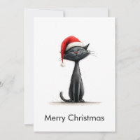 Joyeux Noël drôle et mignon chat noir 