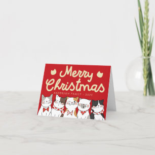 Cartes Pour Fêtes Annuelles Joyeux Noël Drôle Mignonne Chats Caroling