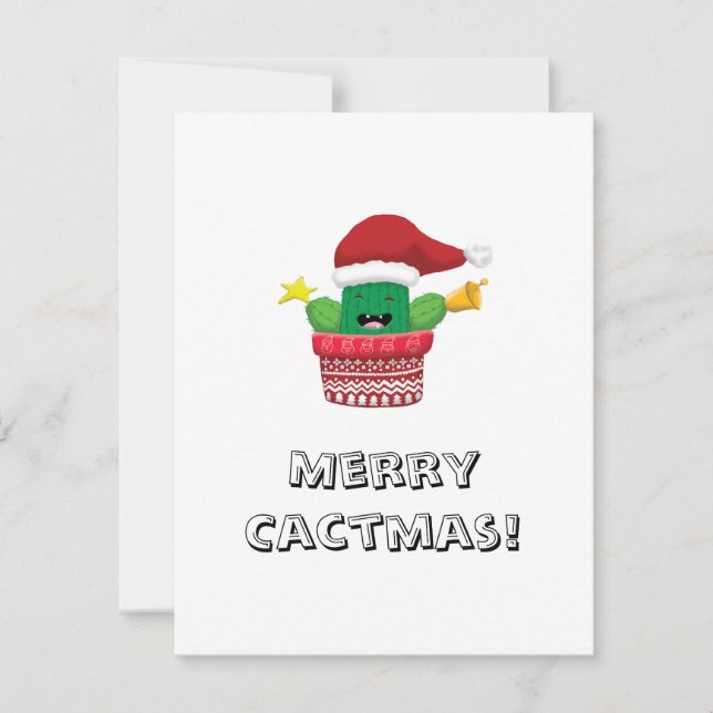 Cartes Pour Fêtes Annuelles joyeux Noël drôle pun de cactus chapeau de Santa (Devant)