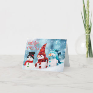 Cartes Pour Fêtes Annuelles Joyeux Noël Drôle Snowmen avec Écharpes