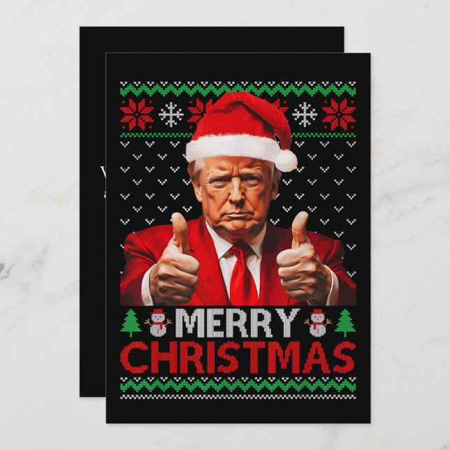 Cartes Pour Fêtes Annuelles Joyeux Noël Drôle Trump Santa Hat Vilain Noël (Devant / Derrière)