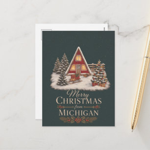Cartes Pour Fêtes Annuelles Joyeux Noël du chalet confortable du Michigan
