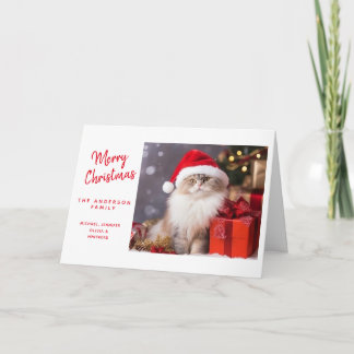 Cartes Pour Fêtes Annuelles Joyeux Noël du chat au chapeau de Père Noël