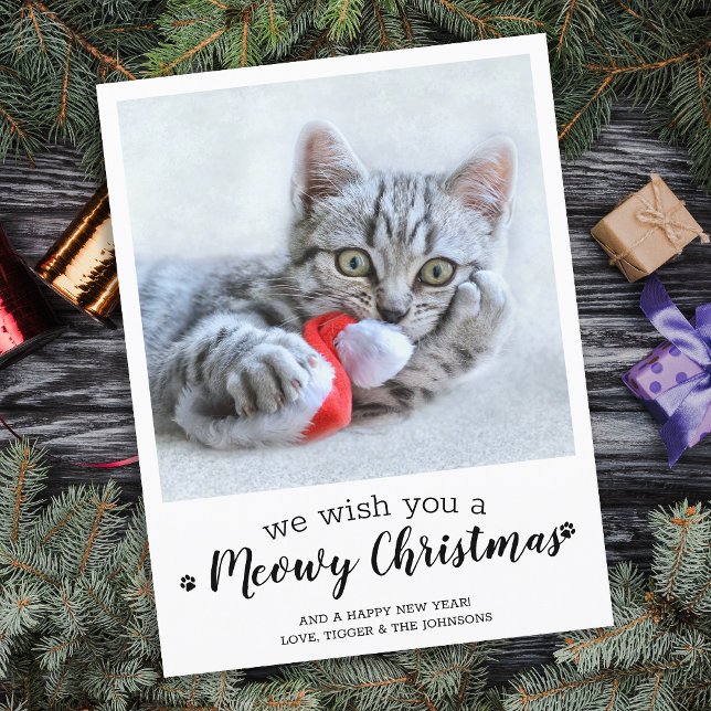 Cartes Pour Fêtes Annuelles Joyeux Noël Du Chat Modern Pet Photo (Créateur téléchargé)