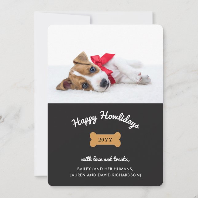 Cartes Pour Fêtes Annuelles Joyeux Noël du chien | Charbon avec photo (Devant)