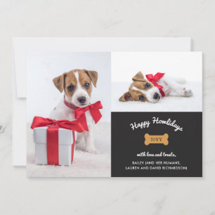 Cartes Pour Fêtes Annuelles Joyeux Noël du chien   Grille photo au charbon