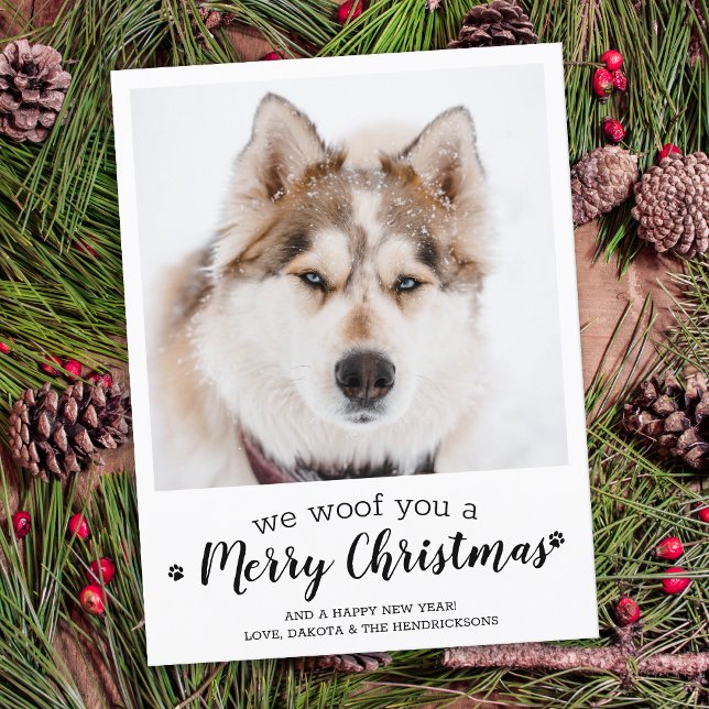 Cartes Pour Fêtes Annuelles Joyeux Noël Du Chien Moderne Photo Animaux (Créateur téléchargé)
