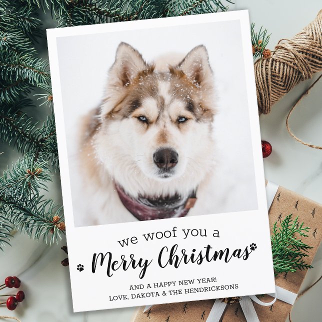 Cartes Pour Fêtes Annuelles Joyeux Noël Du Chien Moderne Photo Animaux (Créateur téléchargé)