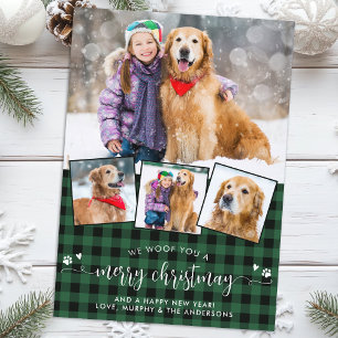 Cartes Pour Fêtes Annuelles Joyeux Noël Du Chien Plaid Photo Collage