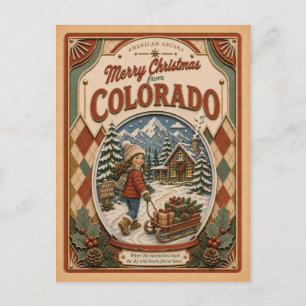 Cartes Pour Fêtes Annuelles Joyeux Noël du Colorado Vintage Snow Globe