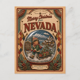 Cartes Pour Fêtes Annuelles Joyeux Noël du flacon de neige vintage du Nevada