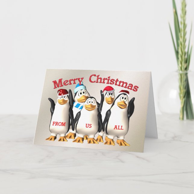 Cartes Pour Fêtes Annuelles Joyeux Noël du gang des pingouins (Devant)