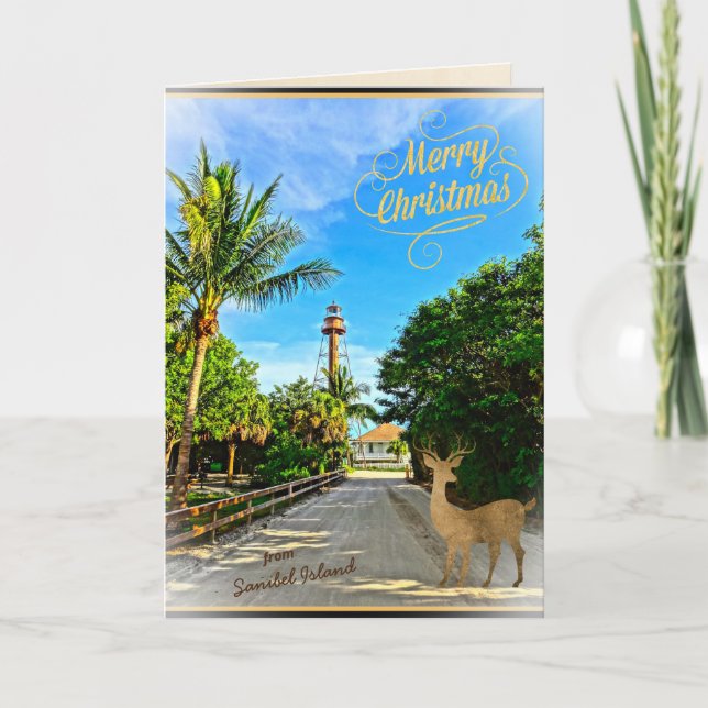 Cartes Pour Fêtes Annuelles Joyeux Noël du phare FL de Sanibel Island (Devant)