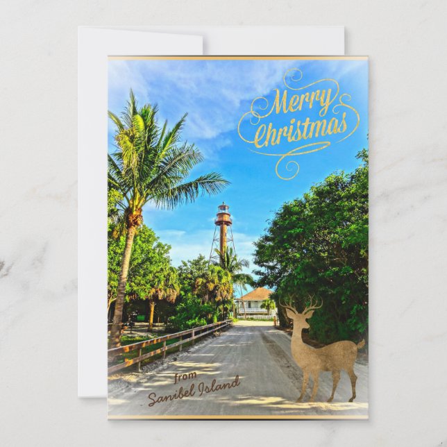 Cartes Pour Fêtes Annuelles Joyeux Noël du phare FL de Sanibel Island (Devant)