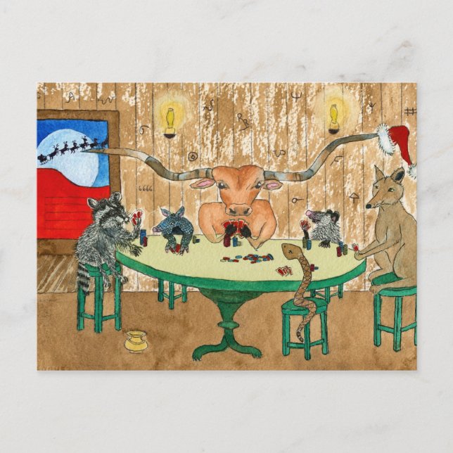 Cartes Pour Fêtes Annuelles Joyeux Noël du Texas (Devant)