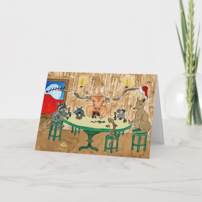 Cartes Pour Fêtes Annuelles Joyeux Noël du Texas (Devant)