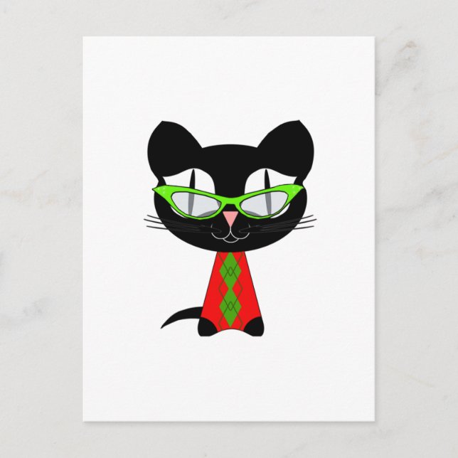 Cartes Pour Fêtes Annuelles Joyeux Noël d'un Cool Kitty (Devant)
