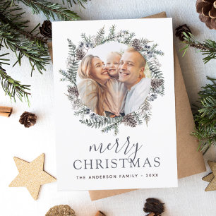 Cartes Pour Fêtes Annuelles Joyeux Noël Dusty Blue Photo Holiday