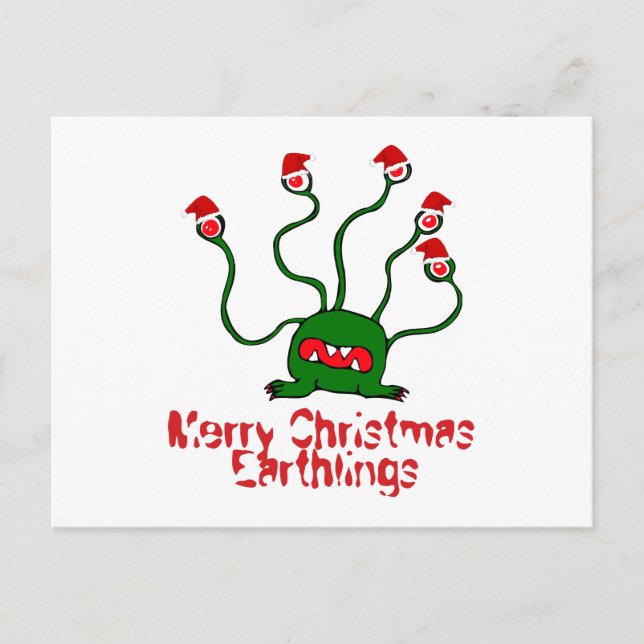 Cartes Pour Fêtes Annuelles Joyeux Noël Earthlings (Devant)